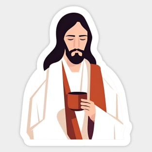 Christian Jesus Drinking Tea Sticker